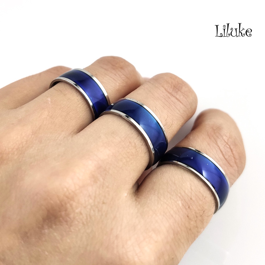 Nhẫn Đổi Màu Theo Nhiệt Độ Bằng Thép Không Gỉ Cho Cặp Đôi