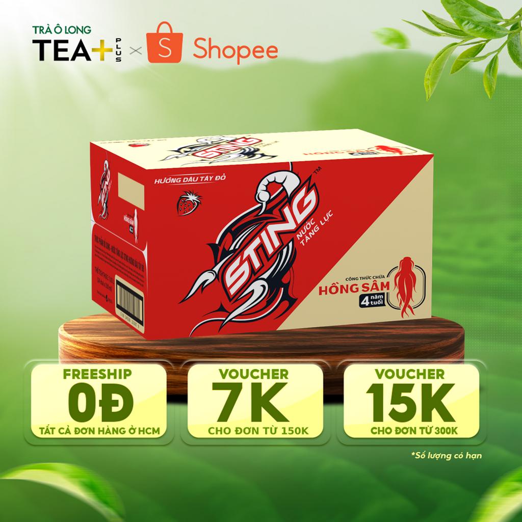 Thùng 24 Chai Nước Tăng Lực Sting Dâu (330ml/chai)