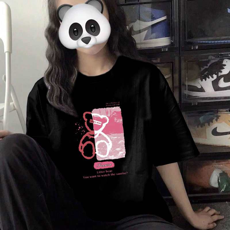 Áo Thun Tay Ngắn 100% Cotton Phong Cách Hàn Quốc 2021 Dành Cho Nữ