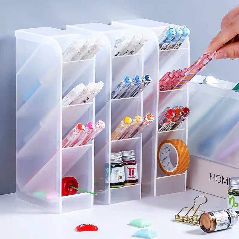 Hộp đựng bút 4 tầng trong mờ