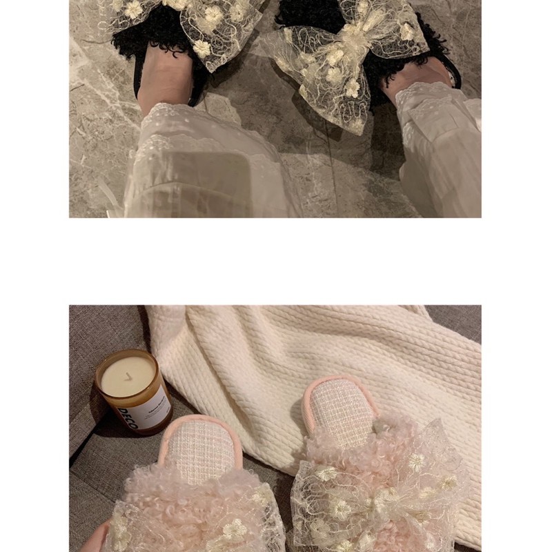 Xinh ngất ngây . dép lông cute nơ ren