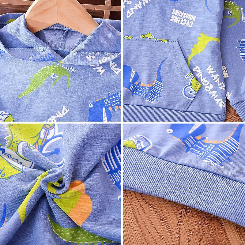 Áo Hoodies Có Nón Dài Tay In Hình Khủng Long Cho Bé Trai