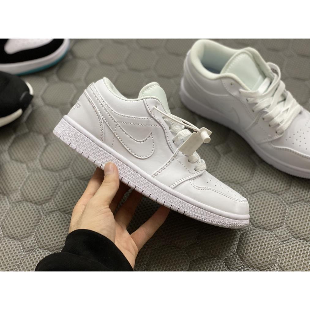 Giày Jordan1 Trắng, JD Thấp Cổ Trắng Hàng S/C cao cấp có dây phụ đi kèm- Full Box + tặng kèm box BV