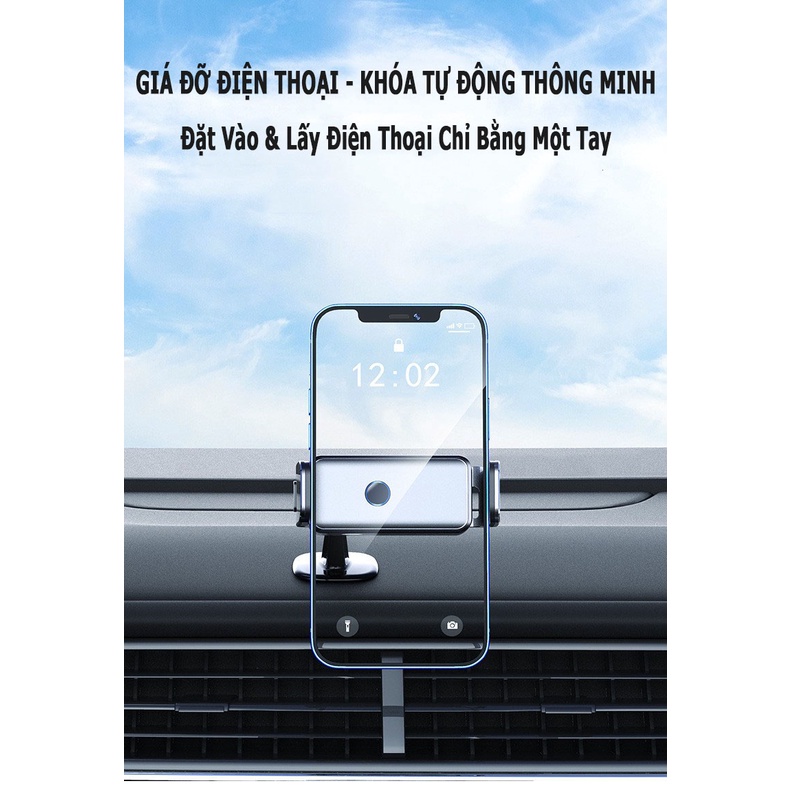 Giá đỡ điện thoại trên ô tô,giá kẹp điện thoại ô tô cảm ứng cao cấp thông minh xoay 360 độ mới nhất 2022