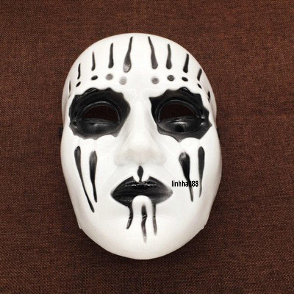 (ĐEN/ĐỎ) Mặt nạ nhóm nhạc Rock Slipnot-Mặt nạ hóa trang Fancy Dress-mặt nạ vẽ màu kẻ dọc