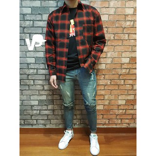 Áo sơ mi flannel caro đỏ