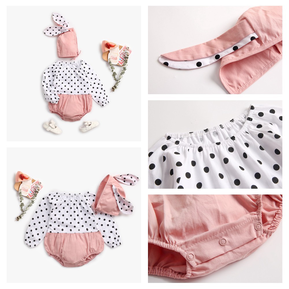 Áo Liền Quần Sanlutoz Tay Dài Họa Tiết Chấm Bi Dễ Thương Cho Bé Gái