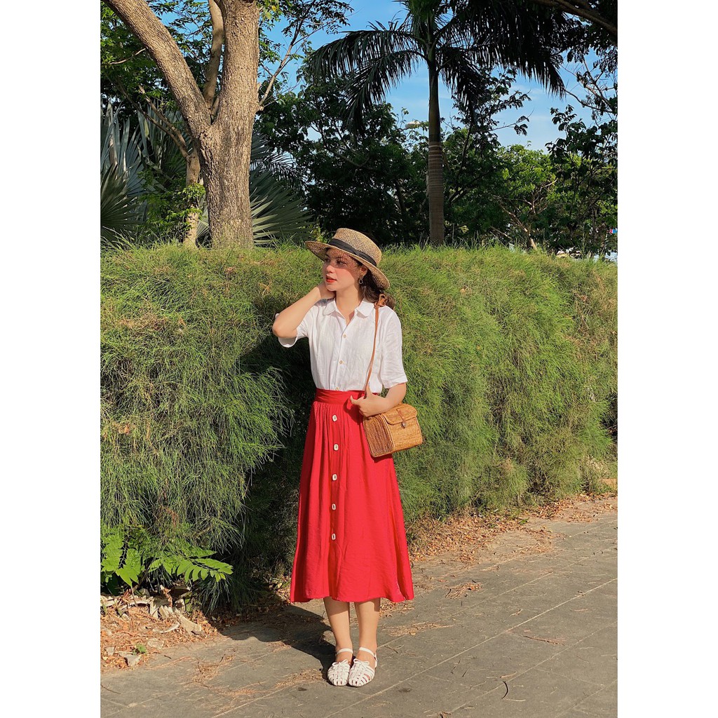 Chân váy dài hàng nút