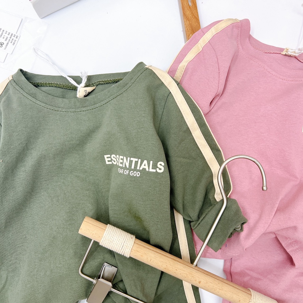 Quần áo thu đông bé trai, bé gái, bộ quần áo dài tay chất cotton zip Essen chạy sọc khỏe khoắn cho bé