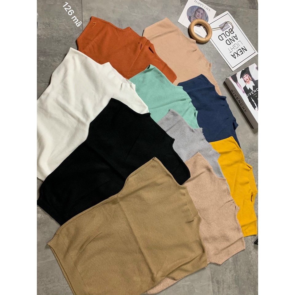 áo len nữ dệt kim cổ 3 phân cộc tay