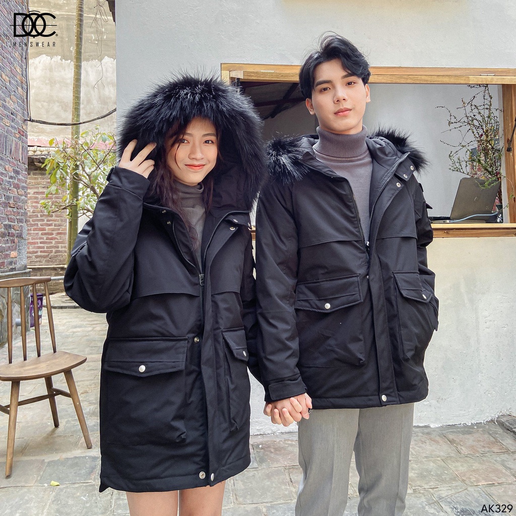 Áo Parka Lông Vũ phối mũ lông cao cấp - AK329