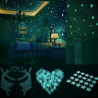 Sao dán tường trang trí dạ quang túi 100 sao