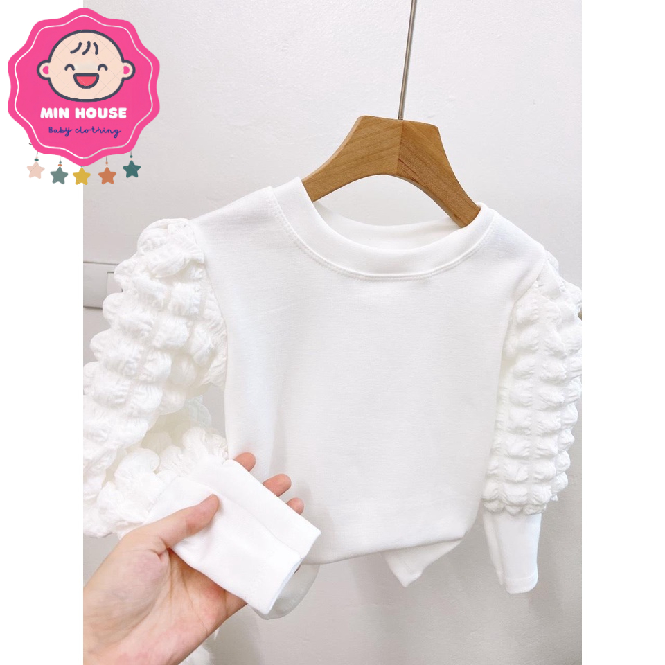 Set váy dạ phối áo nỉ mềm tay xốp kèm túi gấu cho bé gái