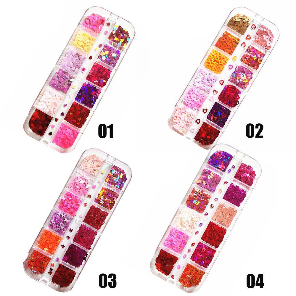 Hộp 12 Hộp Sequin Hình Bướm Trái Tim Thời Trang Cho Ngày Valentine
