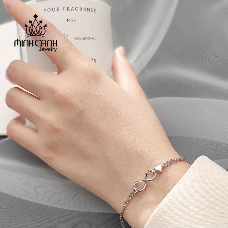 Lắc Tay Bạc Vô Cực Trái Tim Dây Kép - Minh Canh Jewelry