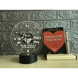 Đồng Hồ Để Bàn Có Đèn Led -Khắc Theo Yêu Cầu