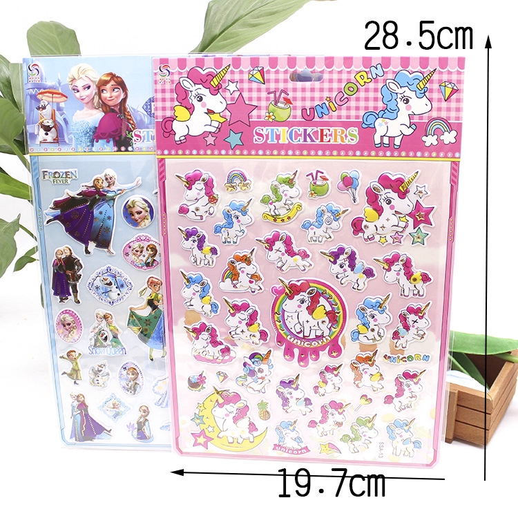 Miếng dán kiểu bong bóng họa tiết hoạt hình Frozen/ My Little Pony 3D dùng trang trí album/ nhật ký diy