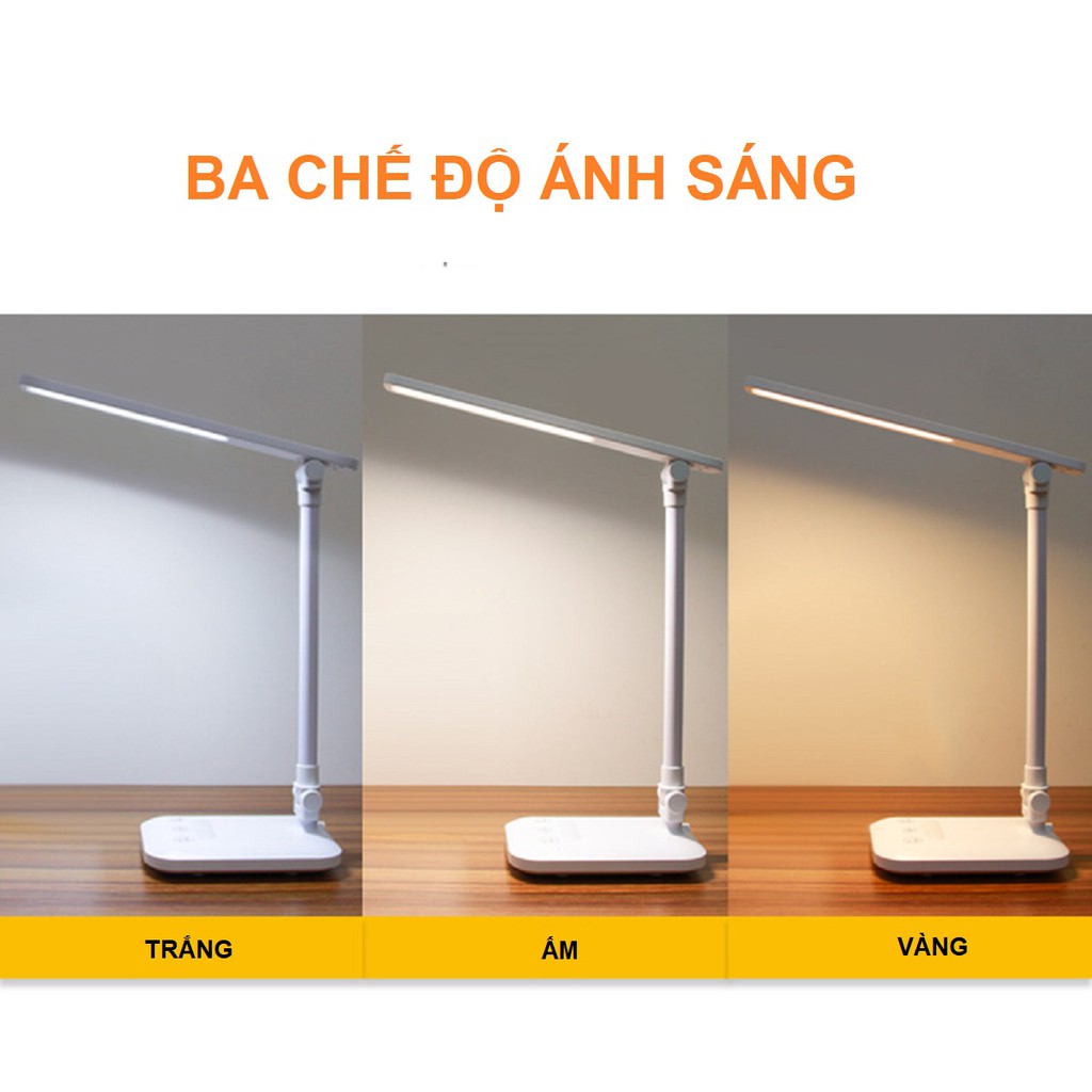 Đèn Bàn Học Đọc Sách, Làm Việc (Học Sinh, Sinh Viên, Văn Phòng) LED Chống Cận, Cảm Ứng Tích Điện Gập 2 Chỗ