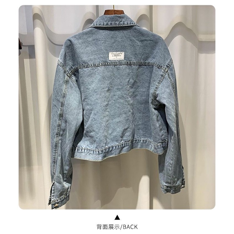 Áo Khoác Denim Ngắn Dáng Rộng Phong Cách Retro Hàn Quốc Cho Nữ
