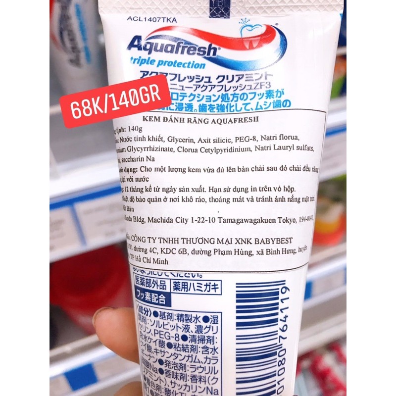 KEM ĐÁNH RĂNG AQUAFRESH các loại