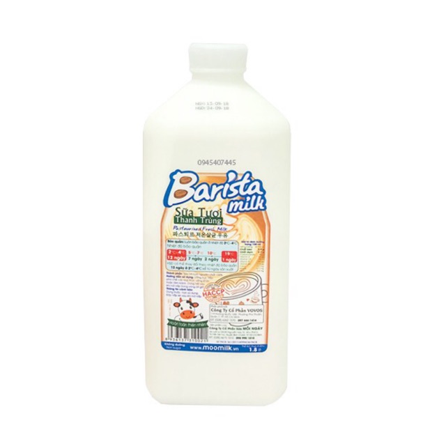 Sữa tươi thanh trùng không đường Barista milk 1,8lit