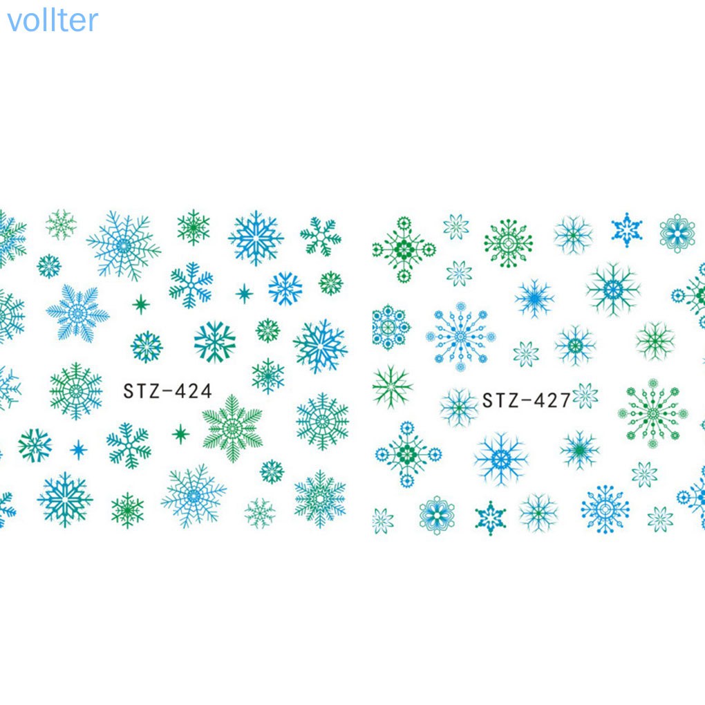 Miếng Dán Móng Tay Hình Hoa Tuyết Phong Cách Giáng Sinh