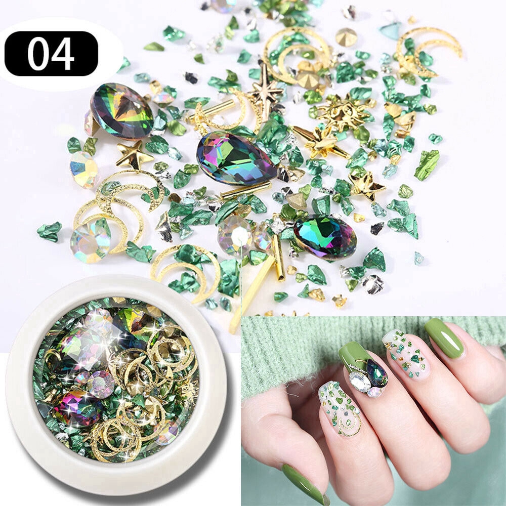 1 Box Glitter Metal Nail Rhinestones/ Multicolor Crystal Glass Diamonds Nail Art Charms/ DIY Colorful Manicure Decoration