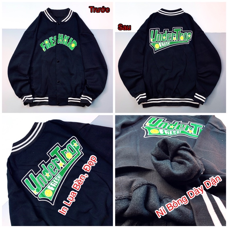 Áo Khoác Bomber Nam Nữ Nỉ Bông Dày Dặn Form Rộng UNISEX Áo Bomber Đôi Thun Nỉ in FRESHXID XANH LÁ - XMBD 3434 | BigBuy360 - bigbuy360.vn