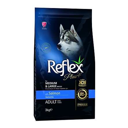 Thức ăn hạt cho chó Reflex Plus Medium Large Breed Adult Dog Food Salmon- Túi 3kg