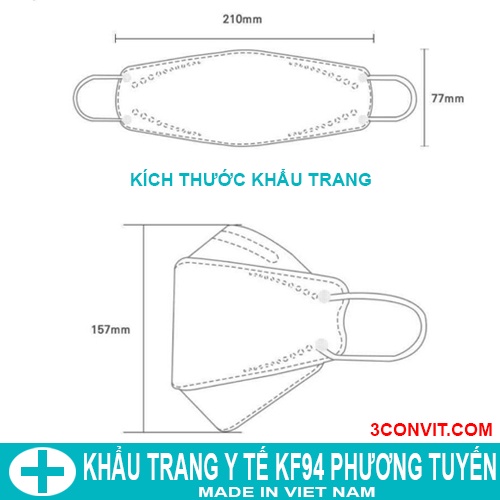 Túi 10 chiếc Khẩu trang 4 lớp 4D tiêu chuẩn KF94 Phương Tuyến