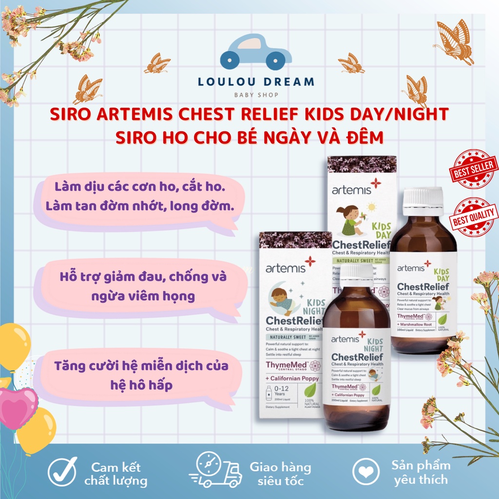 Siro ho ngày và đêm Artemis Chest Relief Day / Night NewZealand cho bé từ 0-12 tuổi