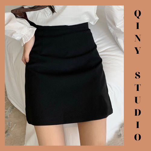 [Freeship + Quà tặng] Chân váy chữ A có quần trong, ngắn trên gối, lưng cao co dãn 4 chiều vải dày dặn màu đen, màu be | BigBuy360 - bigbuy360.vn