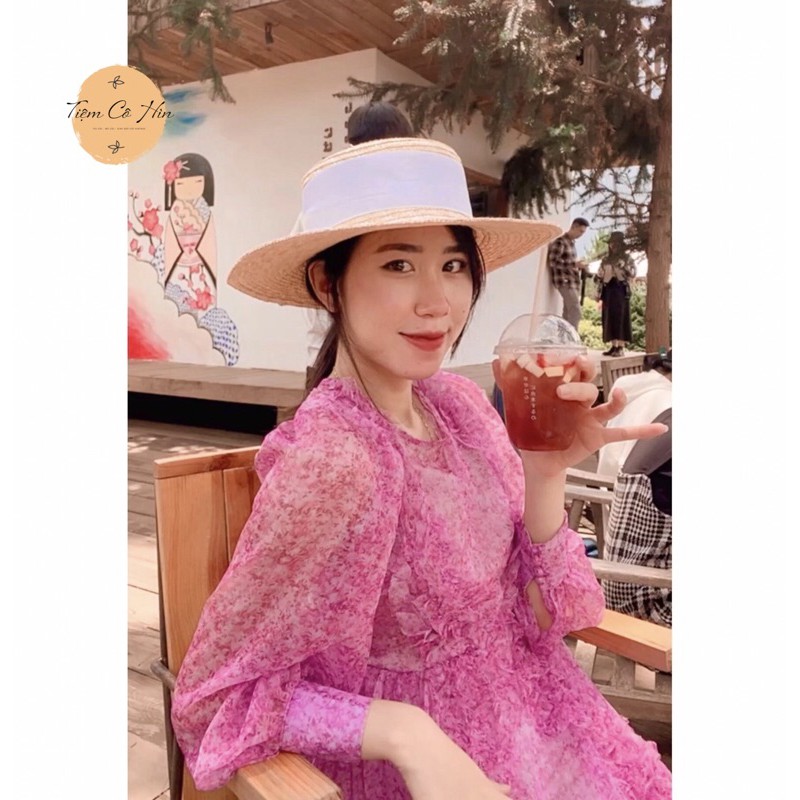 Mũ nón cói Gaucho nơ lụa cao cấp Tiệm Cô Hìn làm từ cói tự nhiên 100% ship trong 1h đóng thùng không hỏng mũ