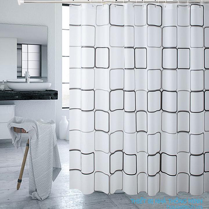 Combo rèm nhà tắm và thanh treo không cần khoan tường HT04-718