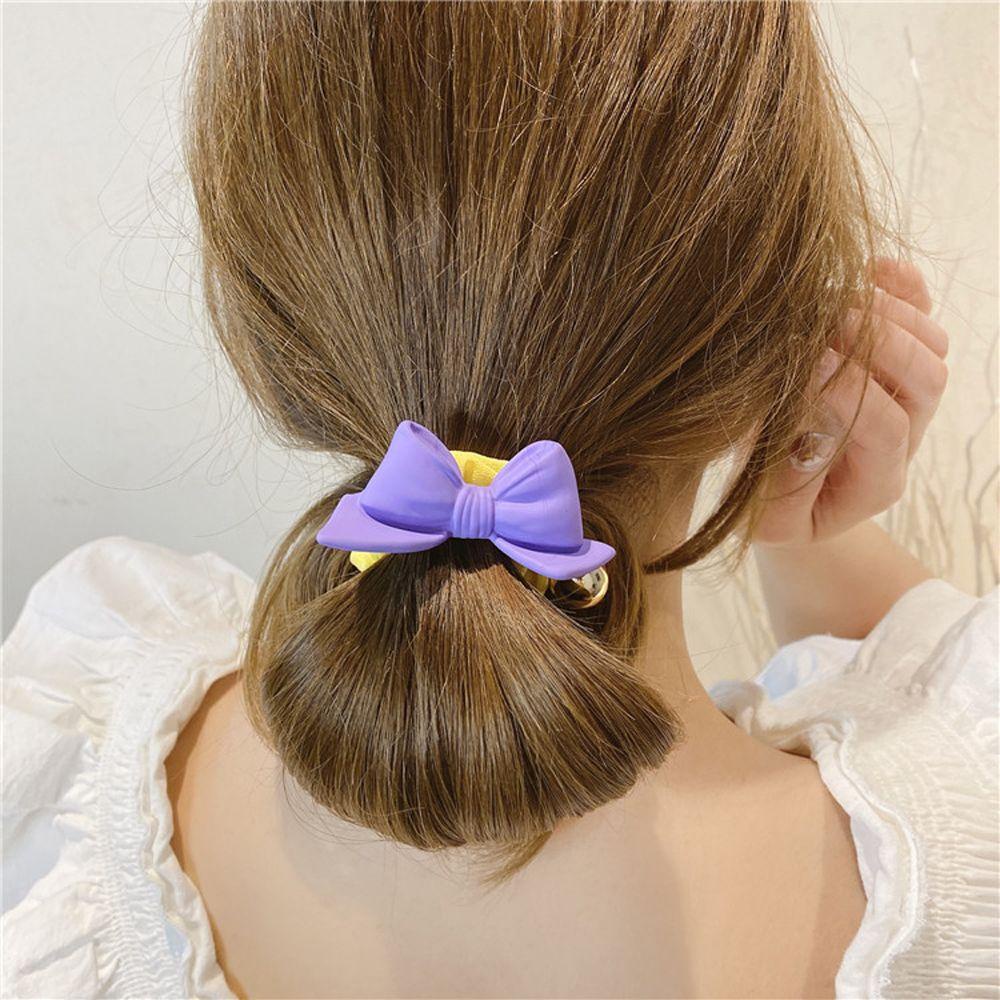 TWINKLE Dây Buộc Tóc Lò Xo Bằng Nhựa Kẽm Đính Nơ Thời Trang Cổ Điển Cho Nữ