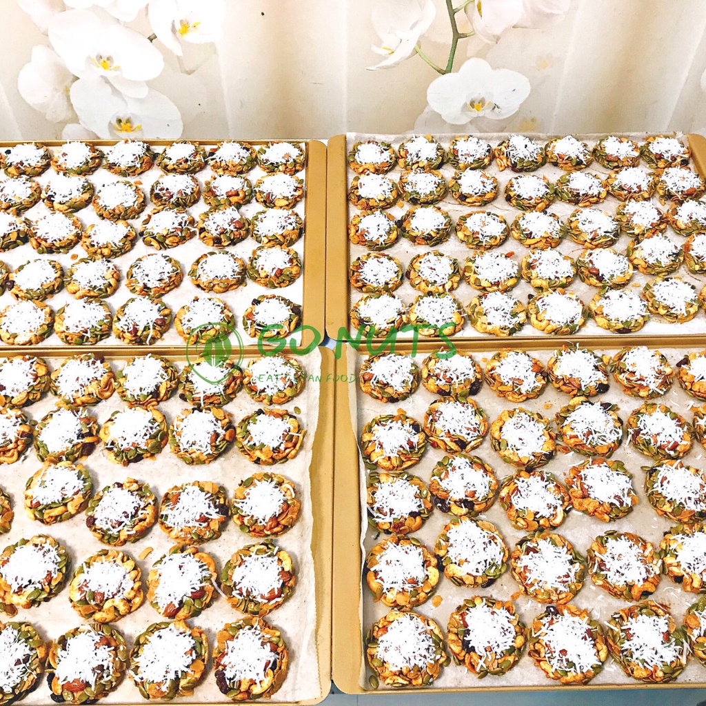 Bánh granola dừa non GO NUTS Bánh hạt dinh dưỡng mix không đường Bánh ăn kiêng ngũ cốc hỗ trợ giảm cân thuần chay