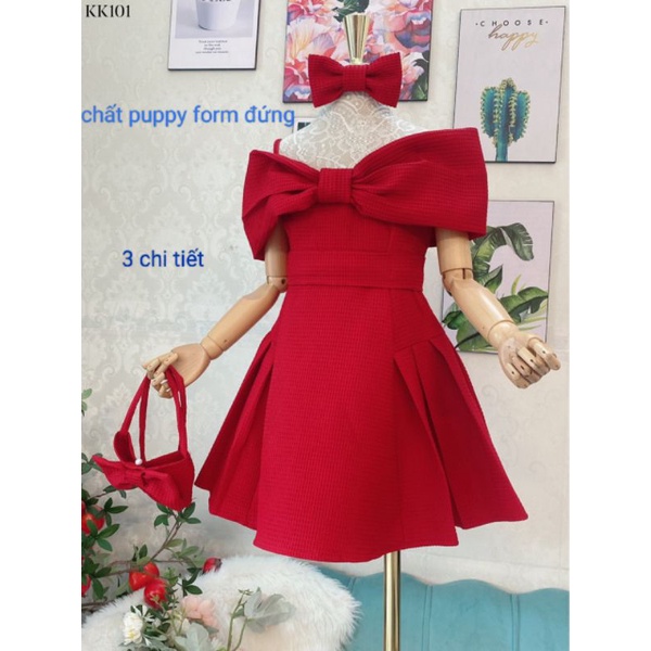 Đầm váy dự tiệc dạ hội bé gái 3 chi tiết vải cao cấp haivanco 12 đến 40 kg mềm mại và thoáng mát đi học đi chơi đều đẹp