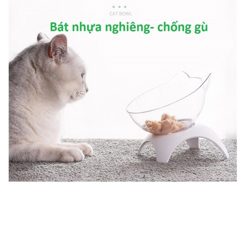 BÁT NHỰA NGHIÊNG CHO CHÓ MÈO - CHÉN ĐỰNG THỨC ĂN CHỐNG GÙ THÚ CƯNG NHỎ