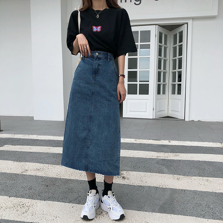 Korean fashion blue denim skirt | BigBuy360 - bigbuy360.vn