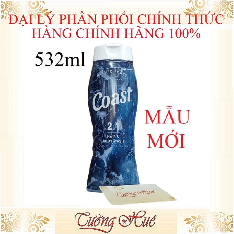 Tắm gội Nam Coast Dành Cho Nam - 532ml ( Tặng 1 Bao Tay Tắm )