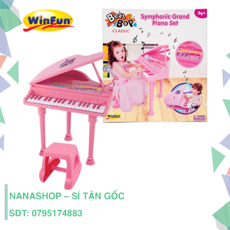 (Sỉ) Đàn piano cổ điển kèm mic màu hồng Winfun 2045G chính hãng