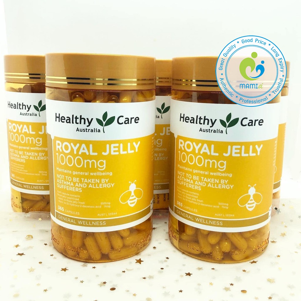 Sữa Ong Chúa (365v) chống lão hóa, làm đẹp da cho người lớn từ 18 tuổi Healthy Care Royal Jelly 1000mg, Úc