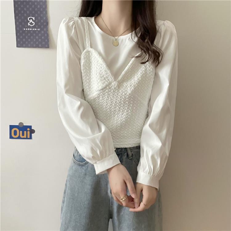 Áo Kiểu Tay Dài Giả Hai Lớp Thiết Kế Mới Thời Trang Dành Cho Nữ