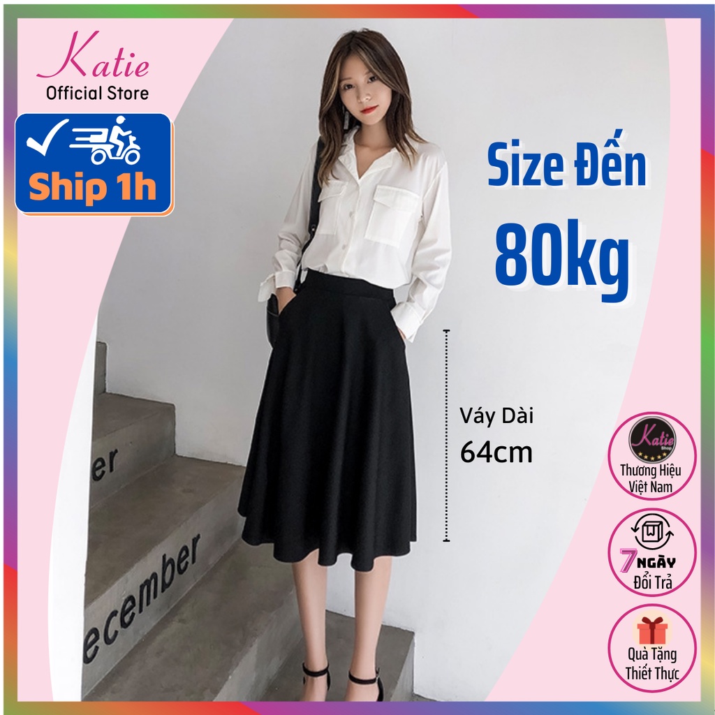 Chân Váy Công Sở Dáng Xòe Katie Dài 64cm Chân Váy Xòe Dài Qua Gối Thanh Lịch Chất Tuyết Mưa Cao Cấp Không Nhăn X64