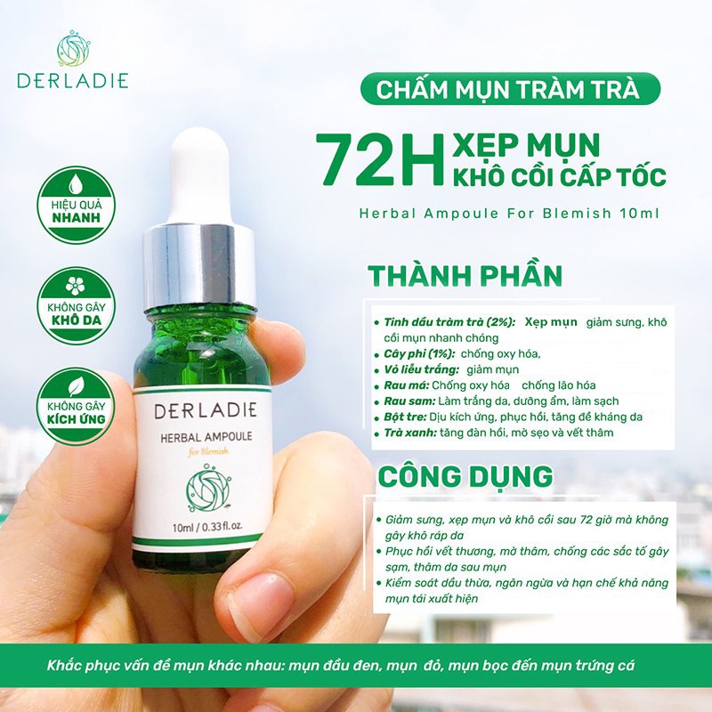 Chấm Mụn Tràm Trà Derladie Herbal Ampoule For Blemish 10ml