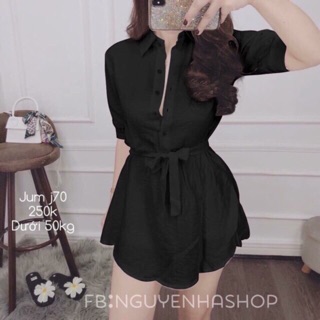 Đầm sơ mi cột eo