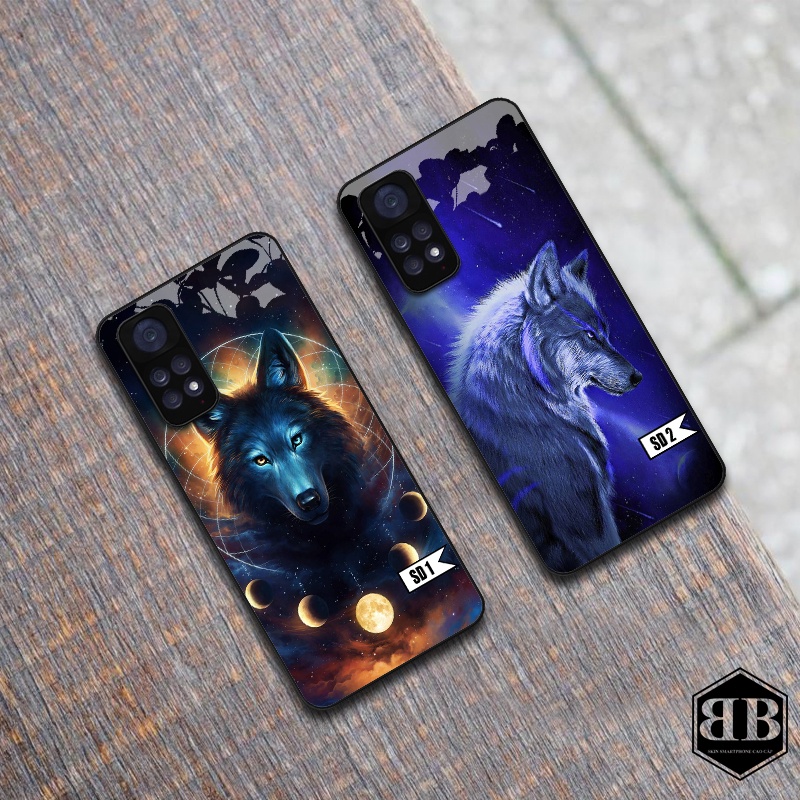 Ốp lưng kính cường lực Xiaomi Redmi Note 11 4G / Redmi Note 11S các mẫu sói đẹp ,ngầu