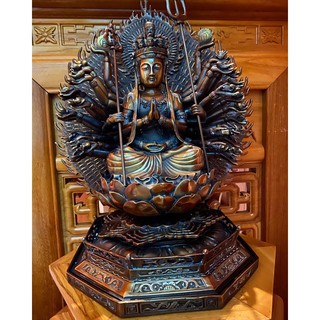 Tượng phật bà nghìn mắt nghìn tay thiên thù thiên nhãn cao 43cm bằng đồng.