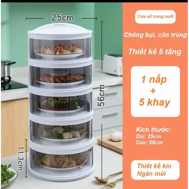 Lồng Bàn 5 Tầng Giữ Nhiệt Đựng Thức Ăn Cao Cấp