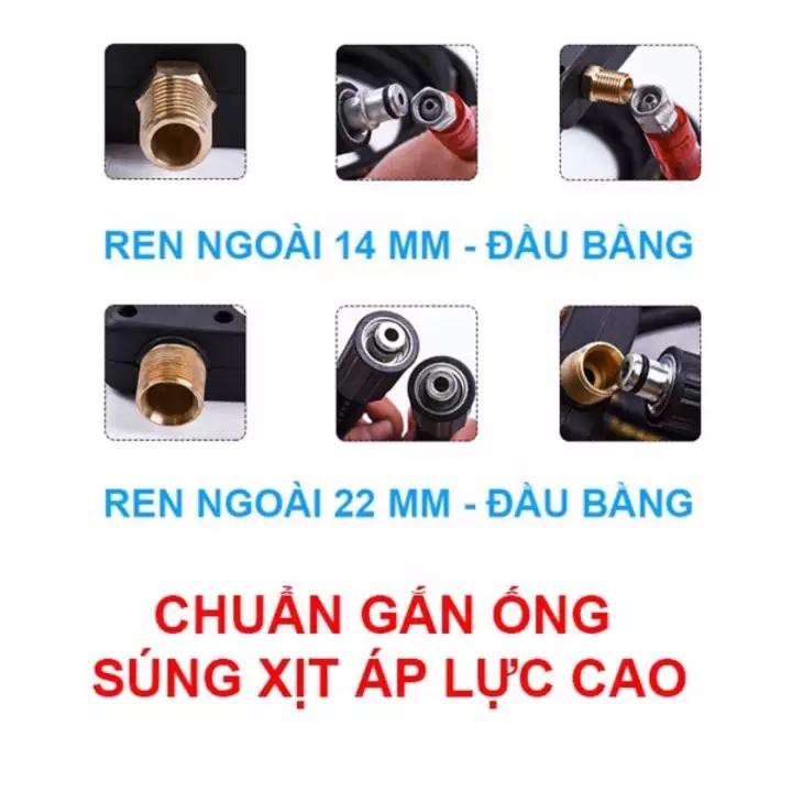 Dây Rửa Xe 10m Cho Máy Bơm Xịt Rửa Áp Lực Cao, Máy rửa xe xách tay, Ren Trong 22mm